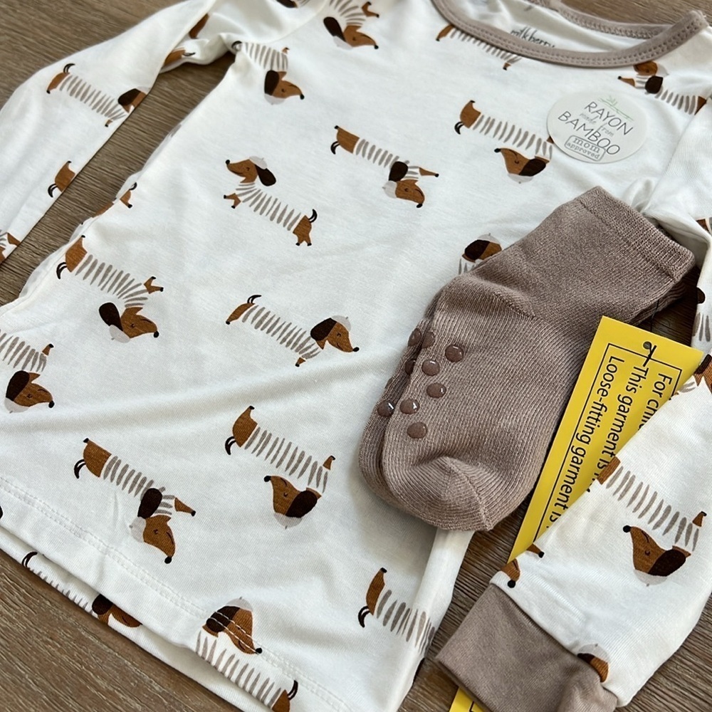 Milkberry Toddler Boy Girl Bamboo Pajamas 3T Frenchie Dog - Picture 3 of 6